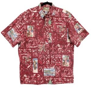 Reyn Spooner Mele Kalikimaka Hawaiian Shirt Large '07 Christmas Surfing Santa